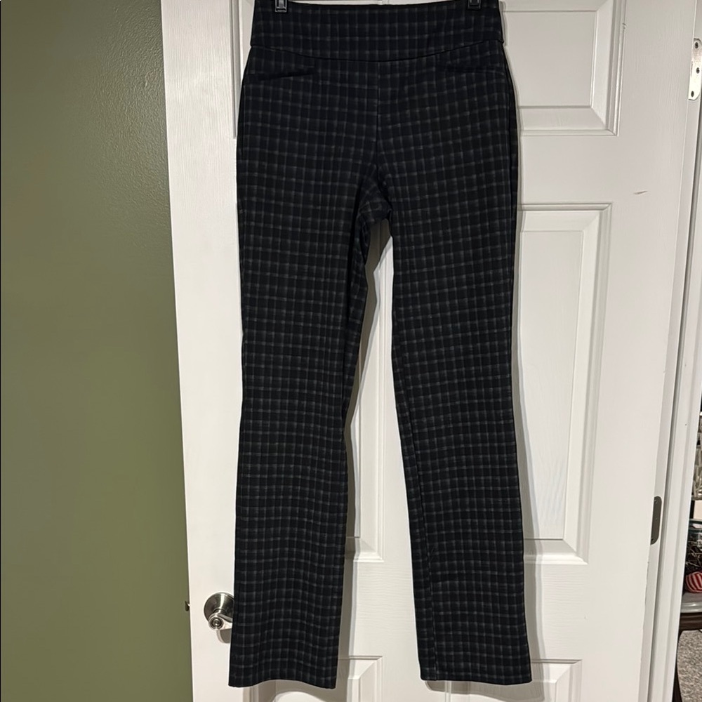 New York & Company Black Plaid Straight Leg Pants